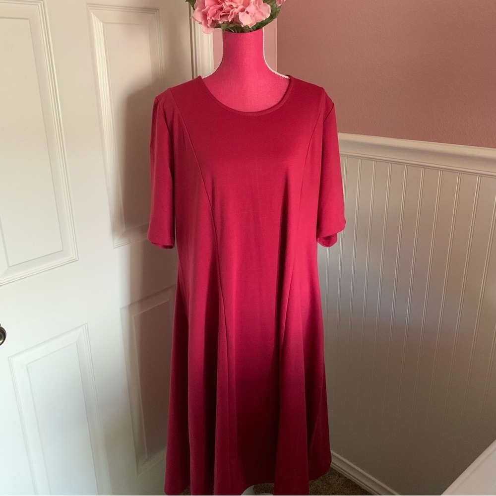 Jessica London 3/4 Sleeve Fuchsia A-Line Midi Dress size 22, perfect condition